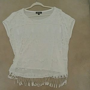 2x white crochet short sleeve shirt